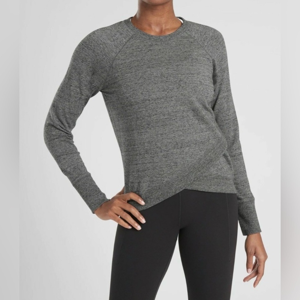 Athleta Serenity Criss Cross Sweatshirt Gray, Size XS